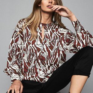 Reiss Alana Print Tiger-Print Blouse